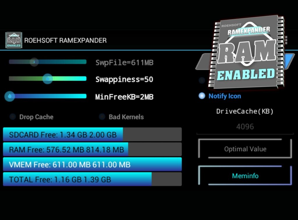 App Roeshoft RAM Expander para MicroSD como memoria RAM 