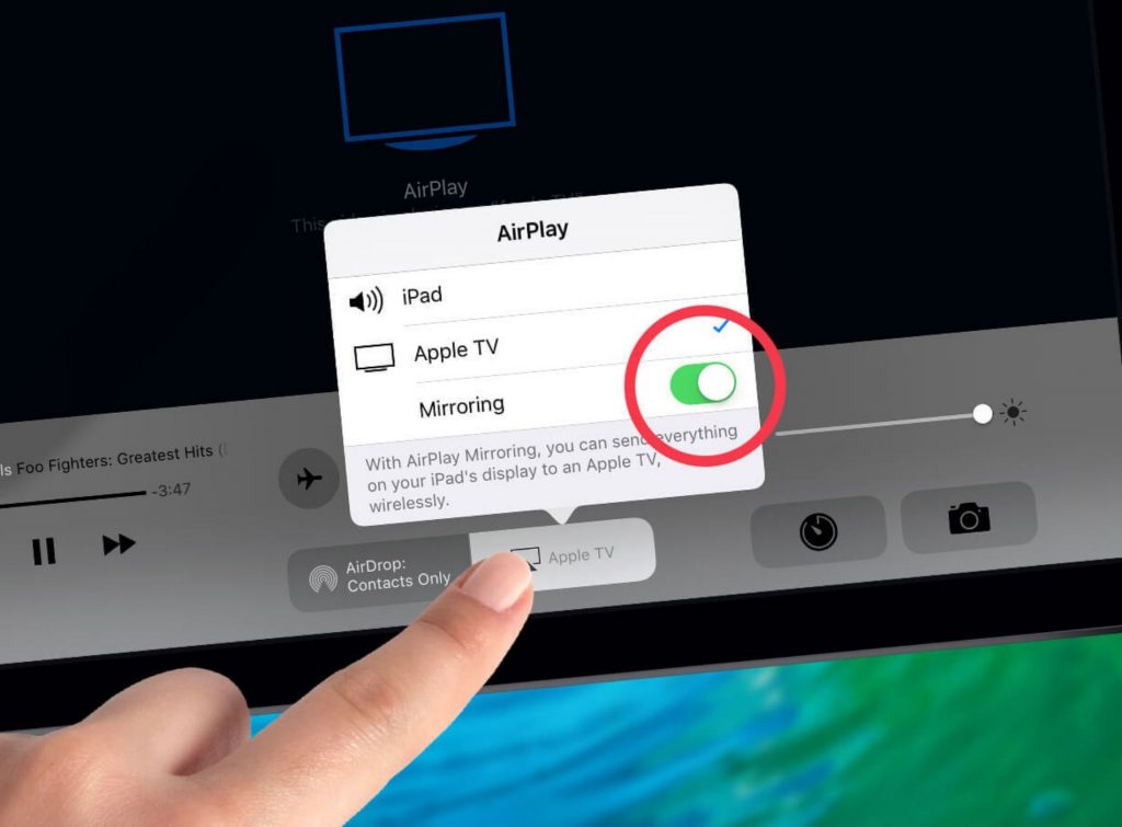 Conexión AirPlay de tablets apple iOS