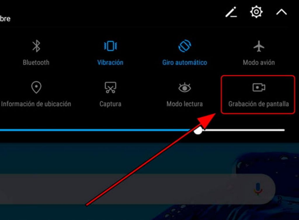 opción de grabación de pantalla en tablets android 11 