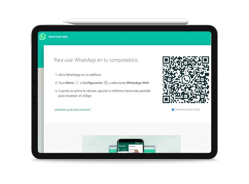 Escanear código QR para usar whatsapp en ipad 2021