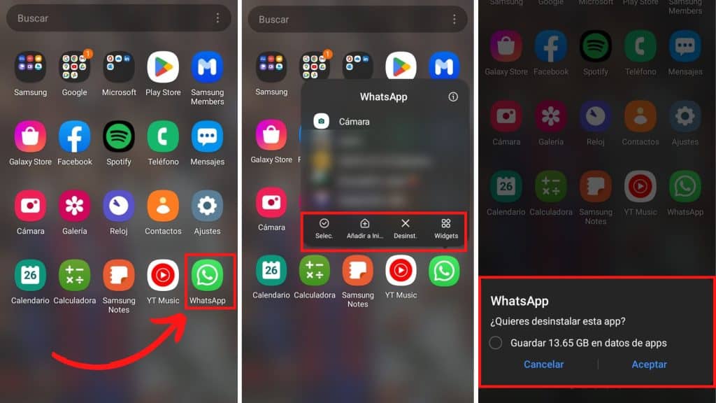Eliminar la cuenta de WhatsApp mediante la desinstalación en Android